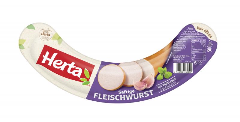 Herta Saftige Fleischwurst mit Knoblauch, geräuchert