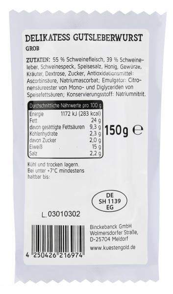 Küstengold Delikatess Gutsleberwurst grob