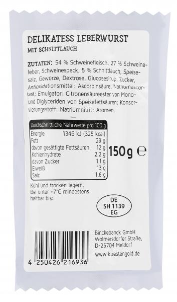 Küstengold Delikatess Leberwurst mit Schnittlauch