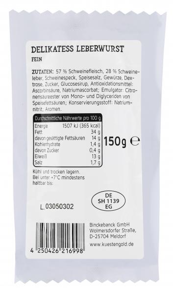 Küstengold Delikatess Leberwurst fein