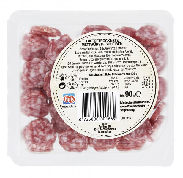 Huls Luftgetrocknete Mettwürste in Scheiben