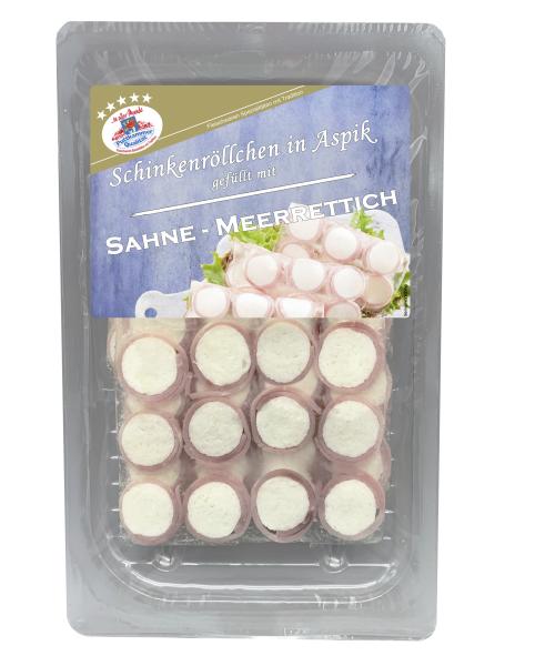 Schinkenröllchen in Aspik gefüllt mit Sahne-Meerrettich