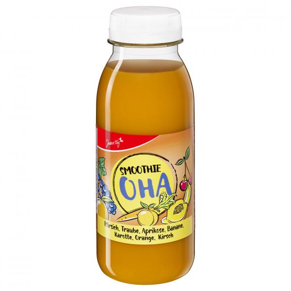 Jeden Tag Smoothie Oha Pfirsich, Traube, Aprikose, Banane, Karotte, Orange, Kirsch