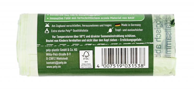 Pely Bio-Zugbandbeutel kompostierbar 10 Liter 