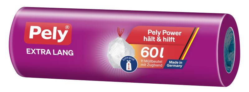 Pely Extra Lang Müllbeutel mit Zugband 60 Liter