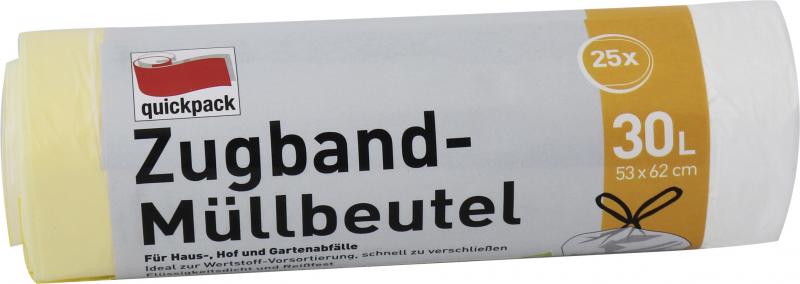 Quickpack Müllbeutel mit Zugband 30 Liter