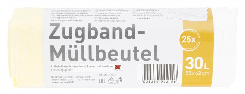 Quickpack Müllbeutel mit Zugband 30 Liter