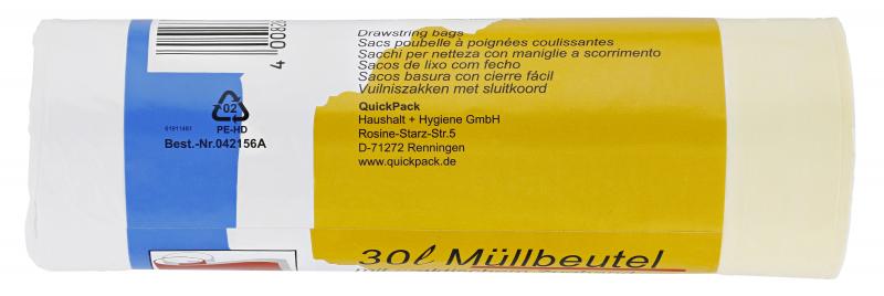 Quickpack Müllbeutel mit Zugband 30 Liter