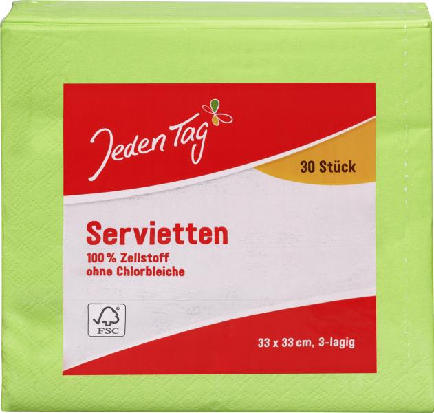 Jeden Tag Servietten 33x33cm apfelgrün