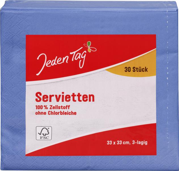 Jeden Tag Servietten 33x33cm blau