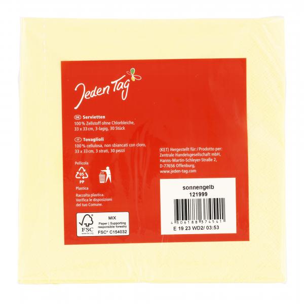 Jeden Tag Servietten 33x33cm sonnengelb
