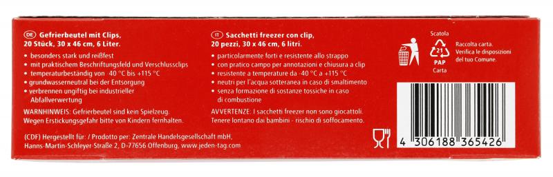 Jeden Tag Gefrierbeutel 6 Liter