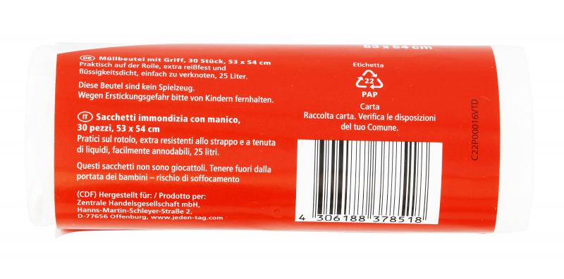 Jeden Tag Müllbeutel mit Griff 25 Liter