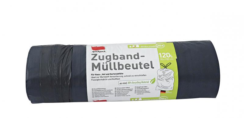Quickpack Müllbeutel mit Zugband 120 Liter