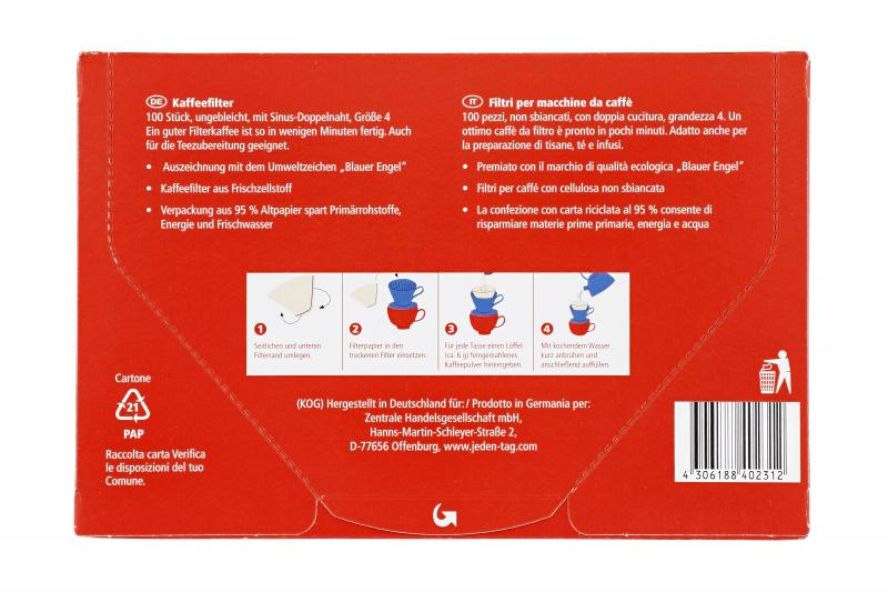Jeden Tag Kaffeefilter Größe 4
