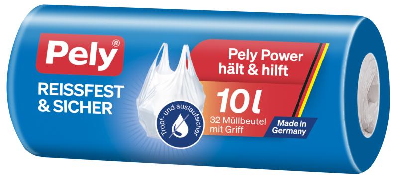 Pely Reißfest & Sicher Müllbeutel mit Griff 10 Liter