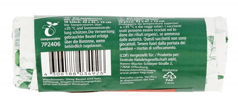 Jeden Tag Bio-Folienmüllbeutel 10 Liter