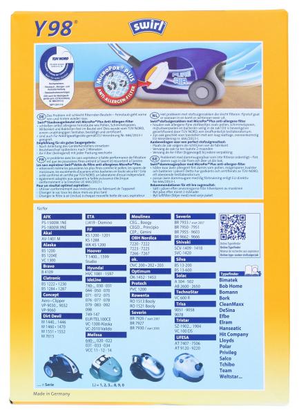 Swirl Staubfilterbeutel Y98 MicroPor