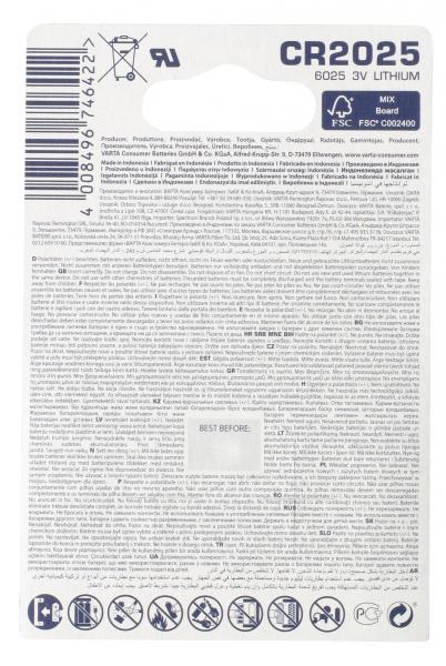 Varta Professional Electronics CR2025 Lithium 3V