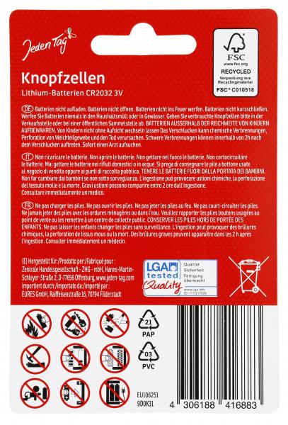 Jeden Tag Knopfzellen Lithium-Batterien CR2032