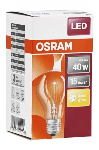 Osram LED Star Classic 4W E27 klar warmweiß
