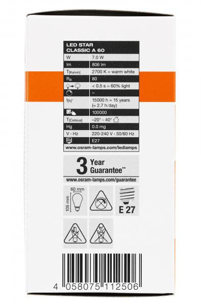 Osram LED Star Classic 7W E27