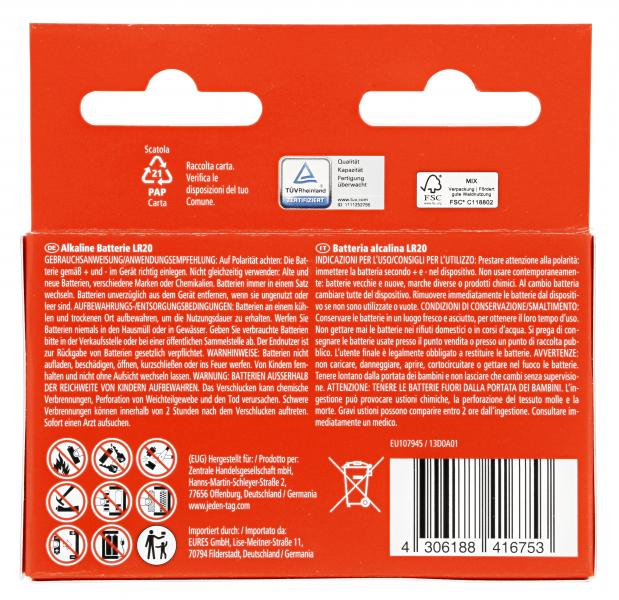 Jeden Tag Alkaline D Mono 1,5V LR20