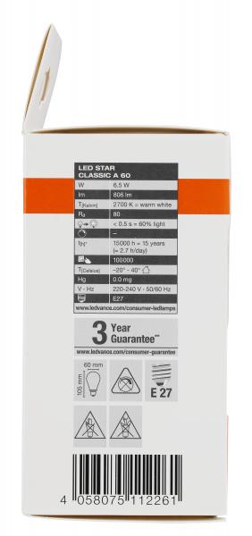 Osram LED Star Classic A 60W E27 warmweiß