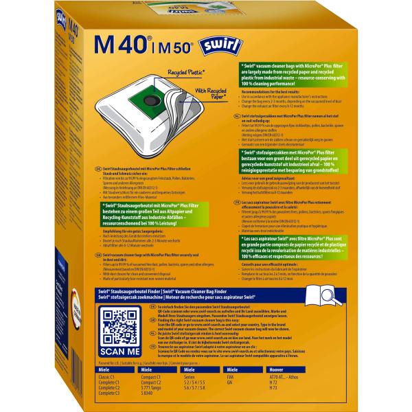 Swirl Staubsaugerbeutel M40 | M50 sicher & sauber MicroPor Plus