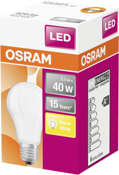 Osram LED Star Classic A40  5, 5W E27 warmweiß