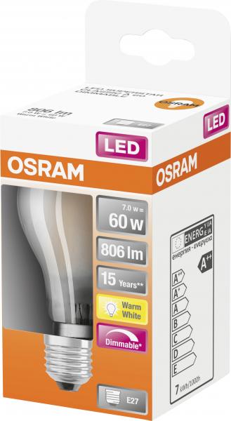Osram LED Superstar Classic A60 7W E27 warmweiß dimmbar