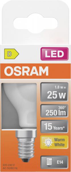 Osram LEDSCLP25 1,8W/827 230VGLFR E14 warmweiß