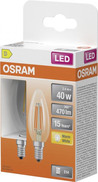 Osram LEDSCLB40 3,4W/827 230V FIL E14 warmweiß